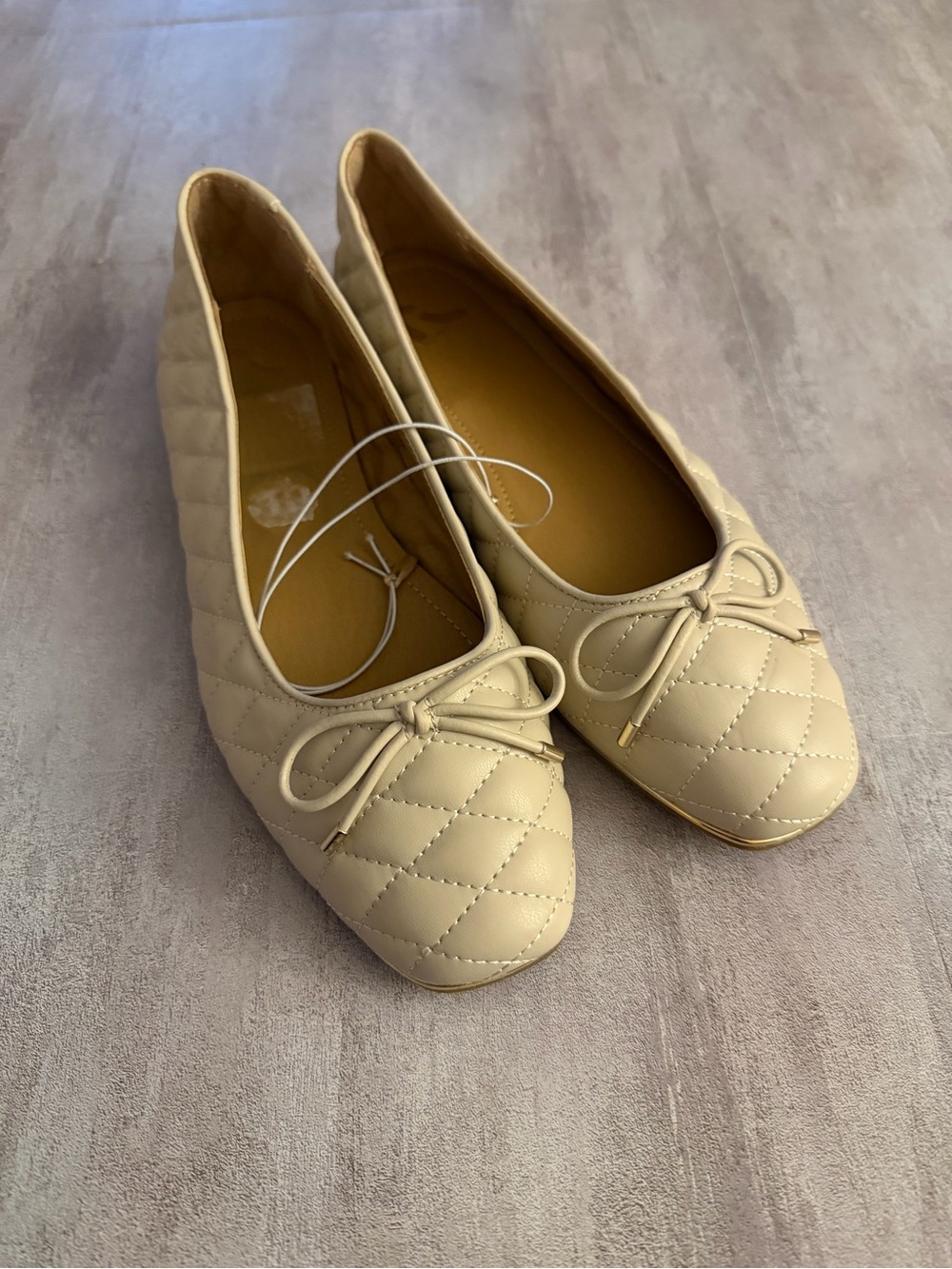 REPORT Quilted Ballet Flats in Apricot | Size 10